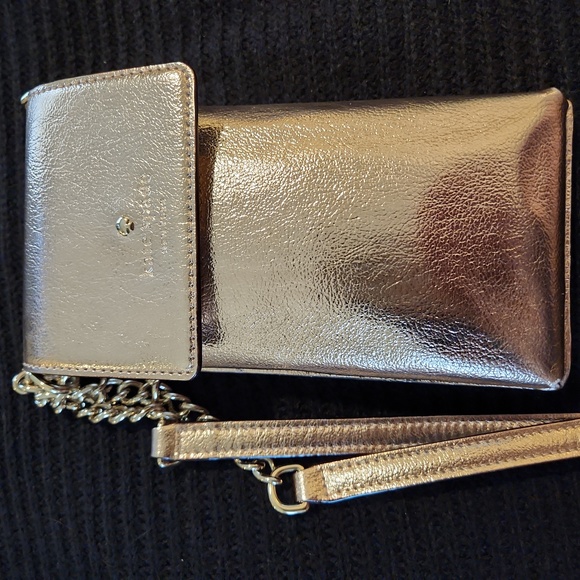 NWOT KATE SPADE Italian Pebble Leather Metallic Gold Crossbody Phone Bag - Picture 15 of 15